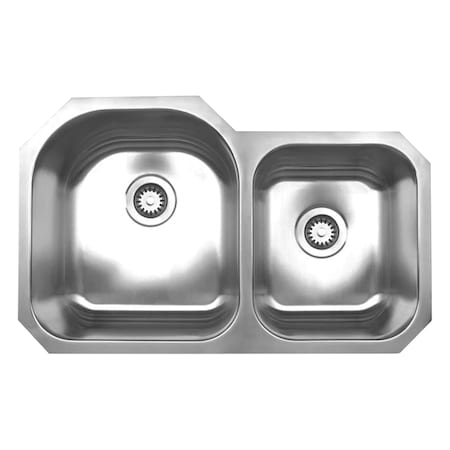 Whitehaus Noah'S Collection SS Dbl Bowl Undermount Sink, SS WHNDBU3220